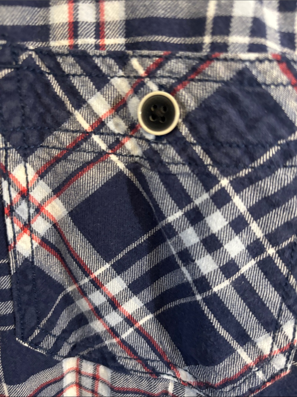 Weatherproof Navy Blue Plaid Button-Down Shirt -650sku - Picture 3 of 6